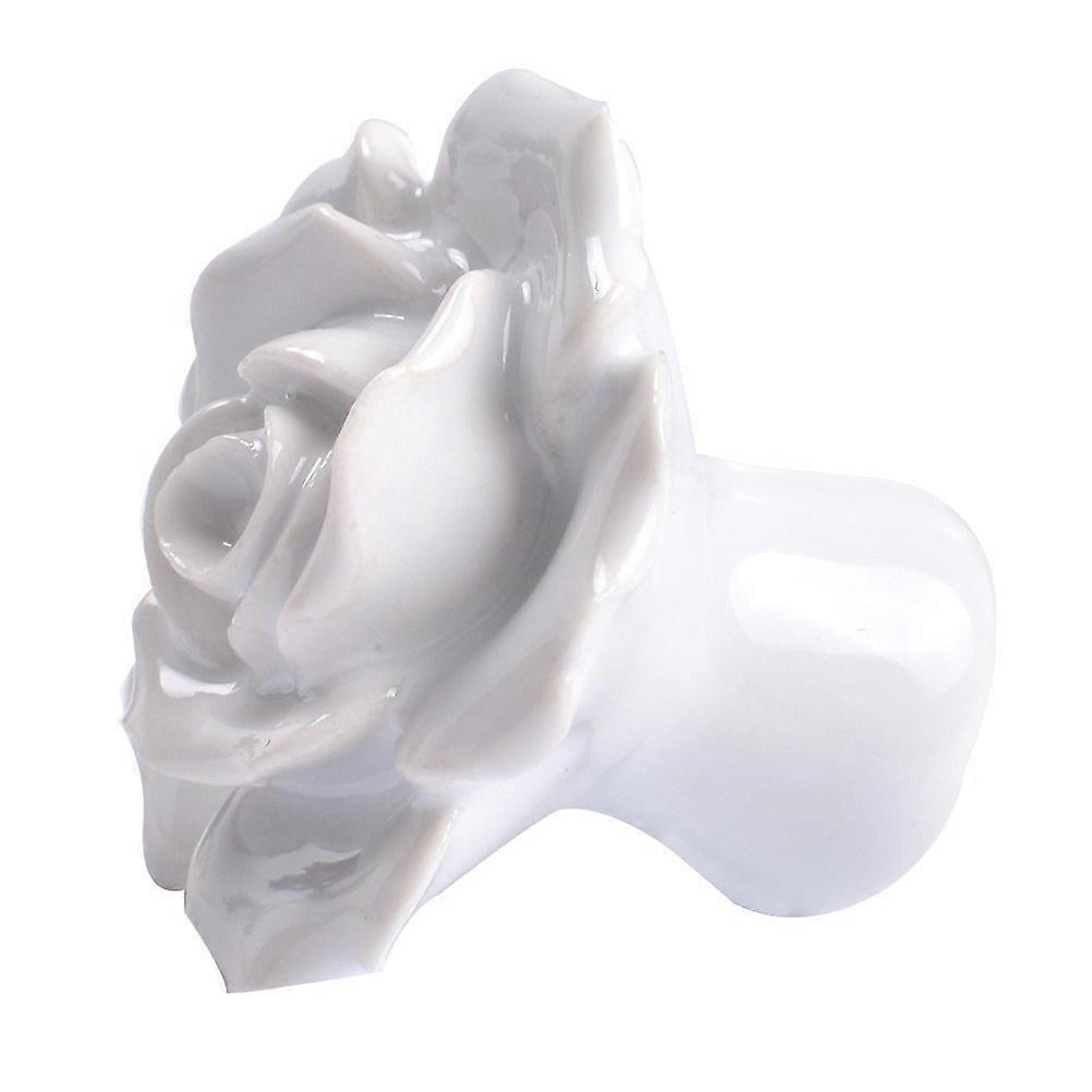 Rose Shaped Ceramic Cupboard Knobs for Drawer Cabinet 2Pcs White