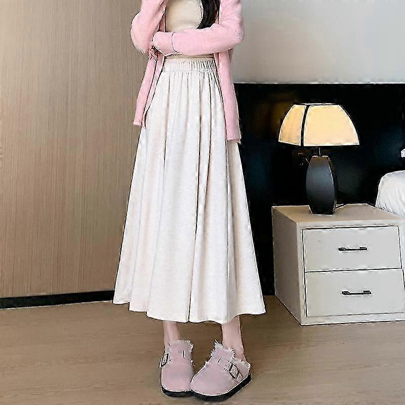 Women's  Waisted Pleated Skirt Solid Color Long Swing Elegant Comfortable Polyester Viscose