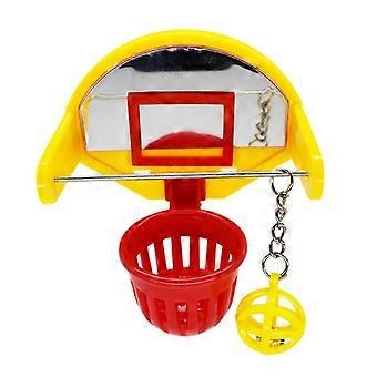 Jouets amusants pour perroquets avec mini panier de basket, clochette et balle à mâcher - Ensemble de jeu interactif pour perruches et petits animaux de compagnie - JA