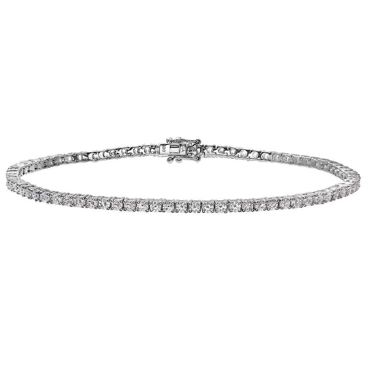Jewelco London 18ct White Gold Round 2ct Diamond Tennis Tennis Bracelet 7.25 inch 18.5cm