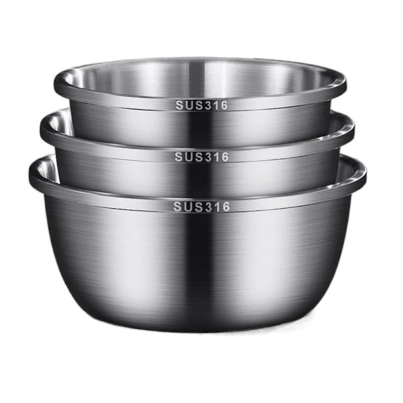 316 Stainless Steel Mixing Bowls Set 3 Piece Stackable for Baking Cooking and Serving