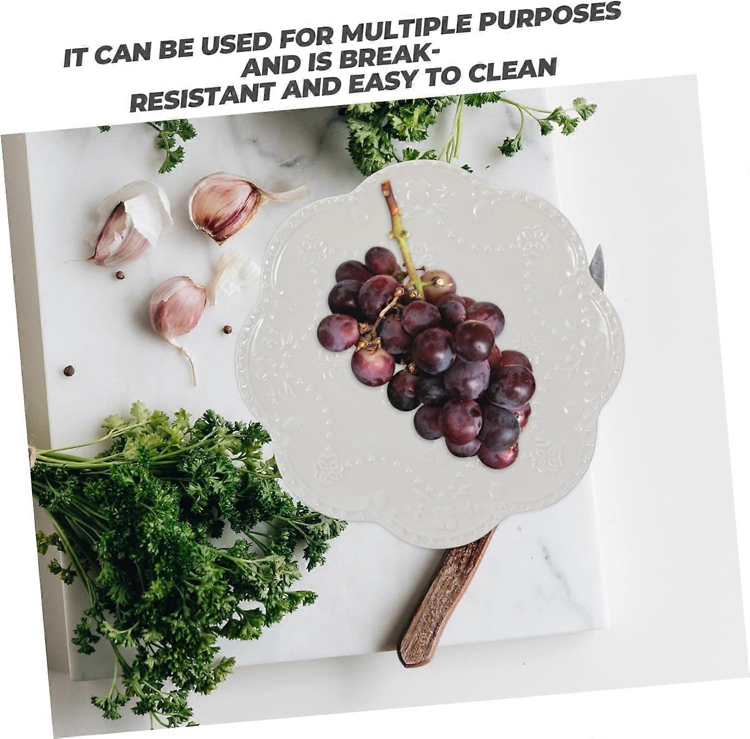 Large Ceramic Serving Platter with Elegant Embossed Edge for Dinner, Dessert and Party Use