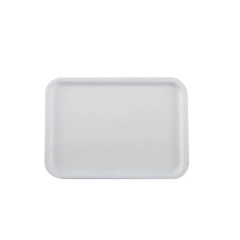 White Rectangular Plastic Serving Tray, Reusable Stackable NonSlip PP Tray for Home Restaurant Hotel