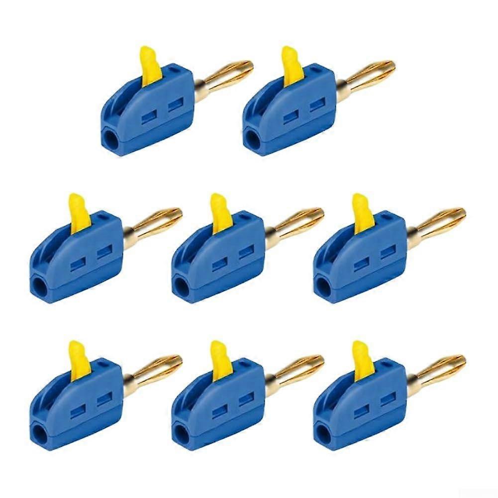 Gold Plated Banana Plug Connectors 4mm  Current 32A Quick Connect 8pcs Set Blue