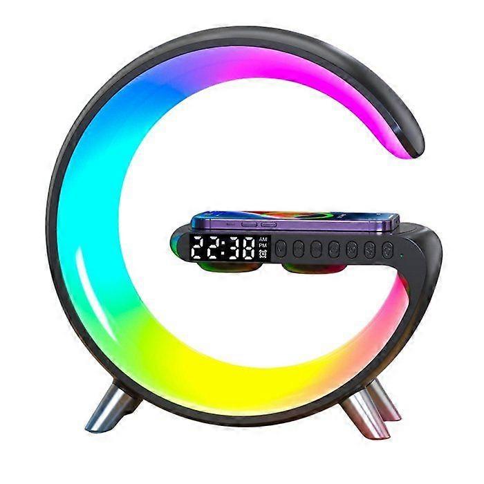Bluetooth Speaker Alarm Light Wireless Charger Multifunction Black YONIS
