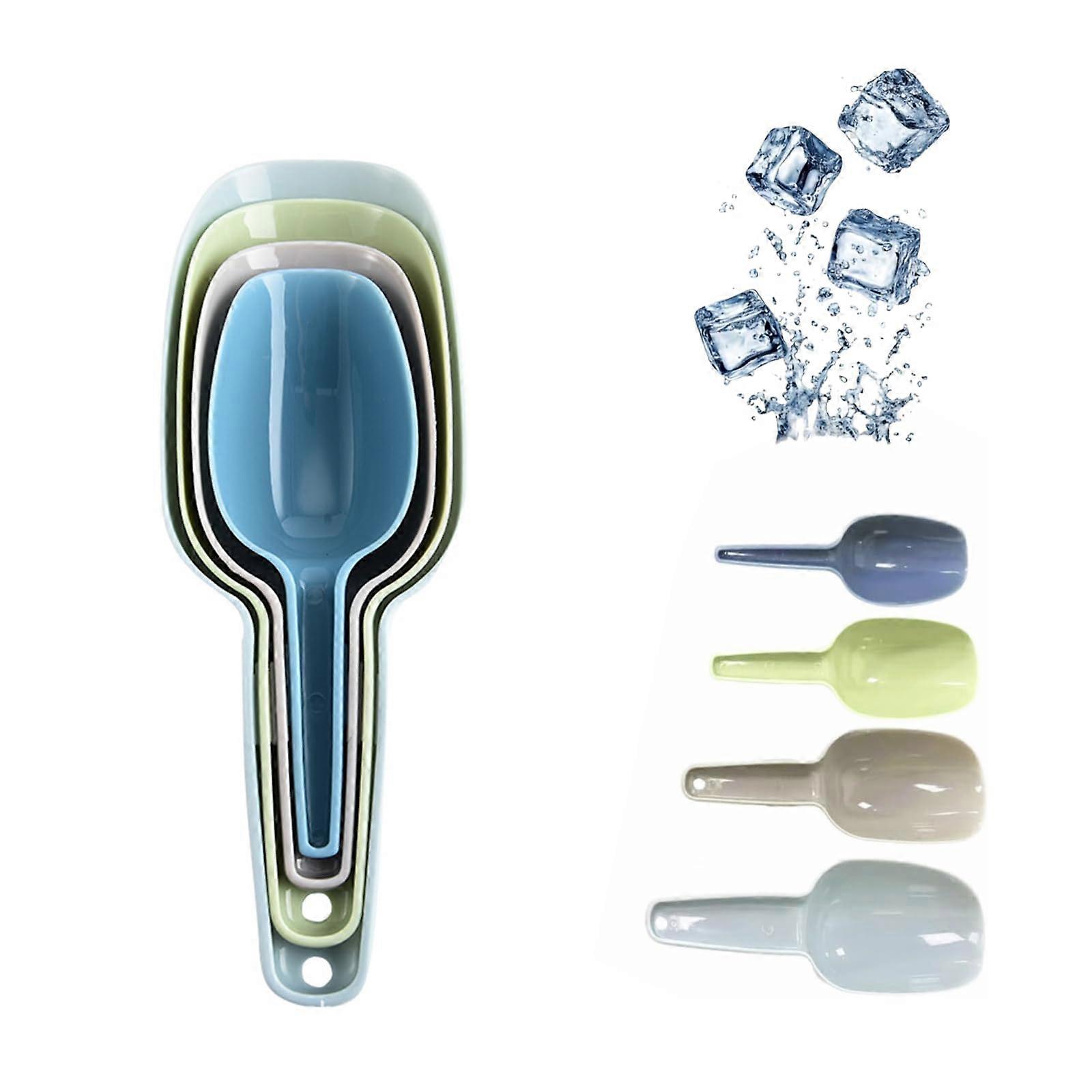 4 Piece Plastic Scoop Set Multi Size Color Coded Kitchen Measuring Scoops BPA  for Dry Goods