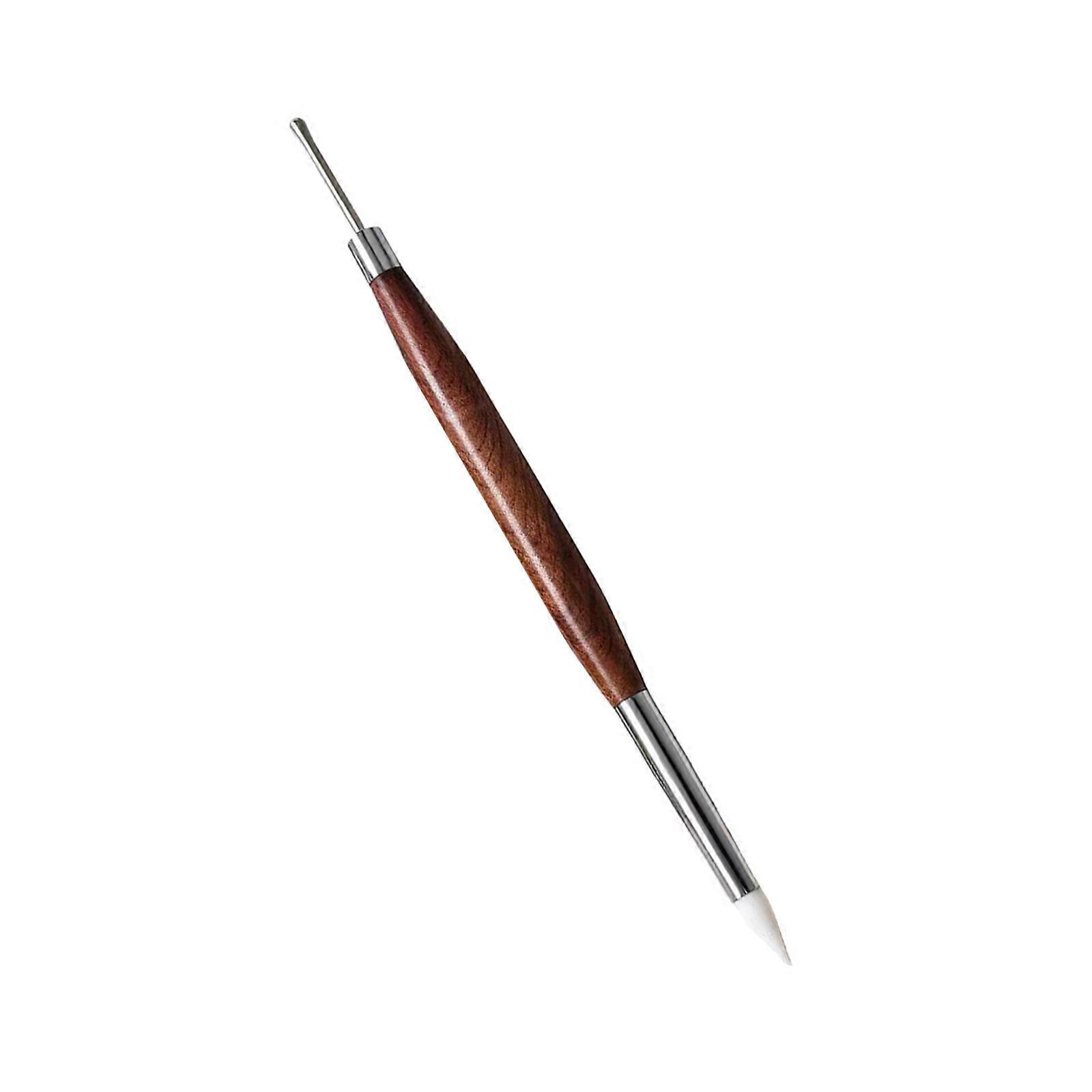 Efficient Double Head Nail Art Pen Nail Design Carving Tool Wood Body Reduces Tool Changes for Quick Application Multicolor