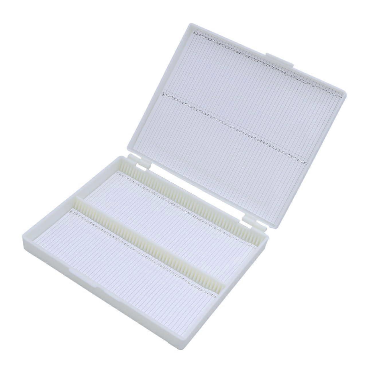 Microscope Slide Storage Box with 100 Numbered Slots and Secure Locking Clasp for Laboratory Use