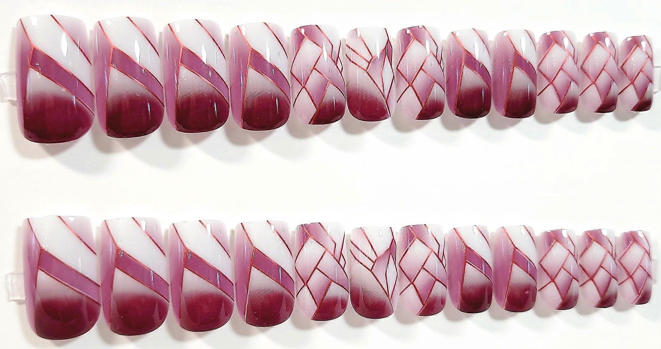 Glossy Raspberry Square Press On Nails Set  24pcs Reusable Artificial Nails with SalonQuality Finish