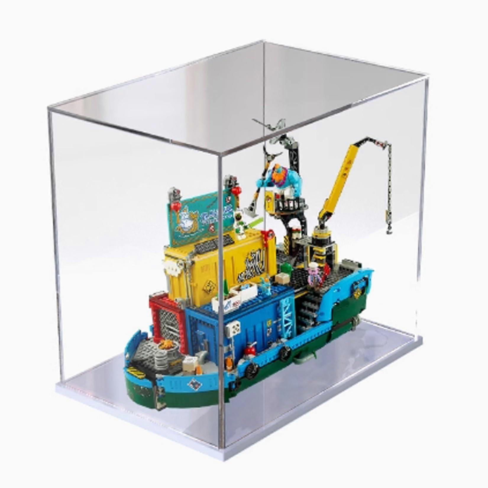 Acrylic Display Case for  80013 with White Base, Dustproof Enclosed Design, Clear UV Panels