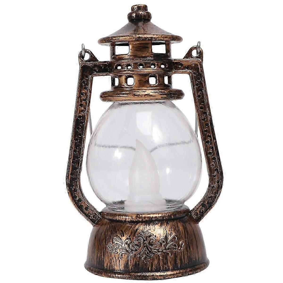 Retro LED Lantern Portable Creative Pendant Light Bronze Desktop Decoration 1-Pack