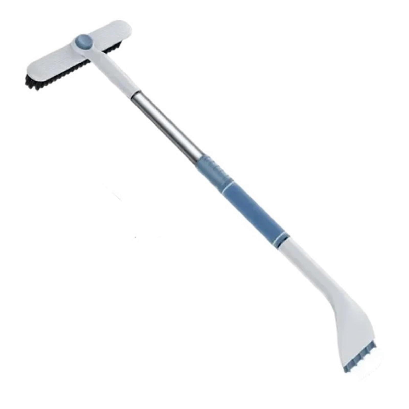2 in 1 Snow Scraper Brush for Car with Removable Handle, White Windshield Ice Scraper