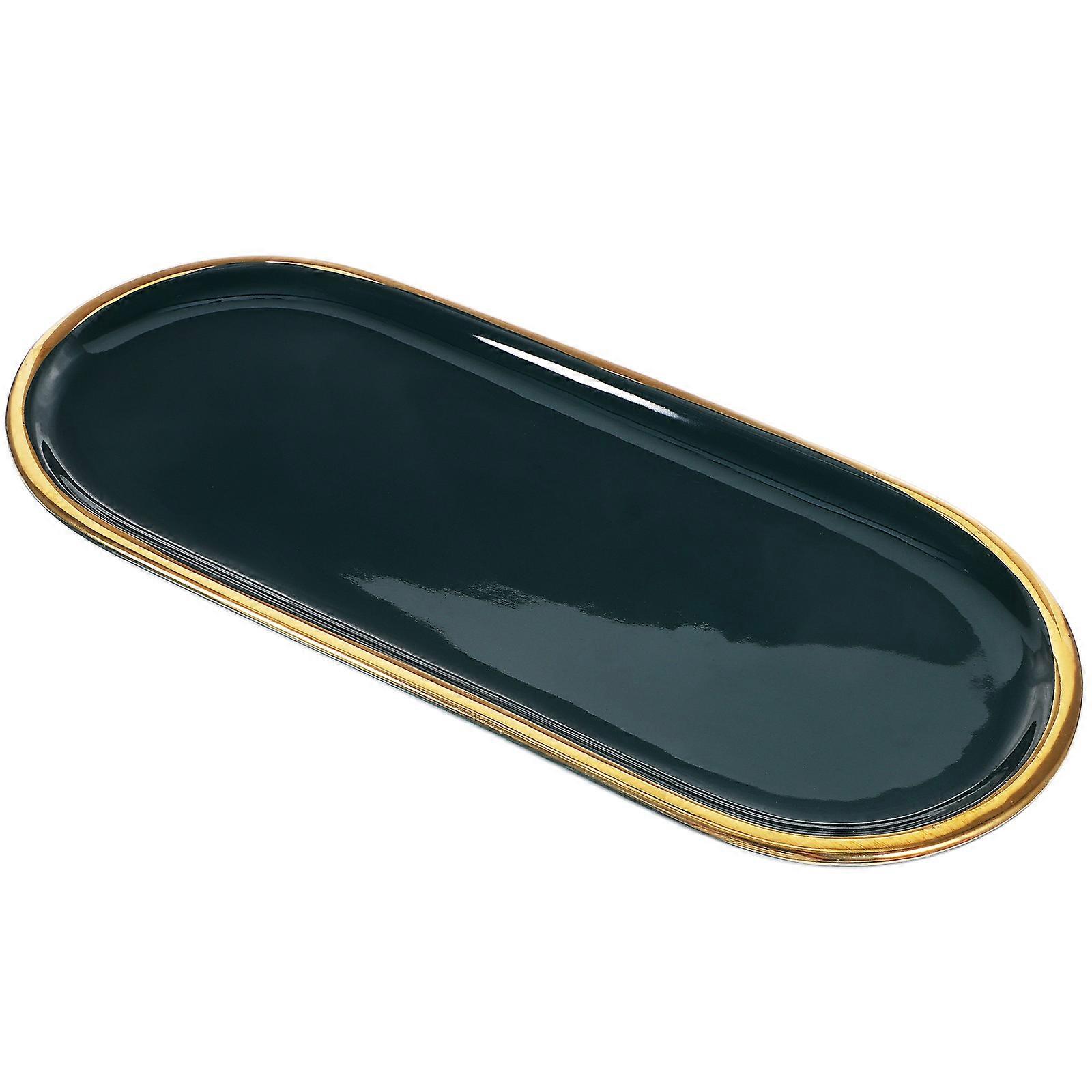 Edge Ceramic Jewelry Storage Tray for Bathroom 1Pcs