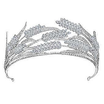Elegant brudhuvudbonad med strass och hårringar för kvinnor och flickor, bröllop och speciella tillfällen, silverfärgad med smyckedekoration, 1 set
