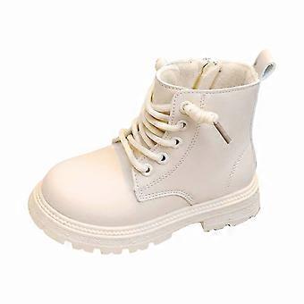 Bottines pour filles, semelle souple, style britannique, décontractées et élégantes, pour tout-petits, Z04 beige, 9,5-10 ans