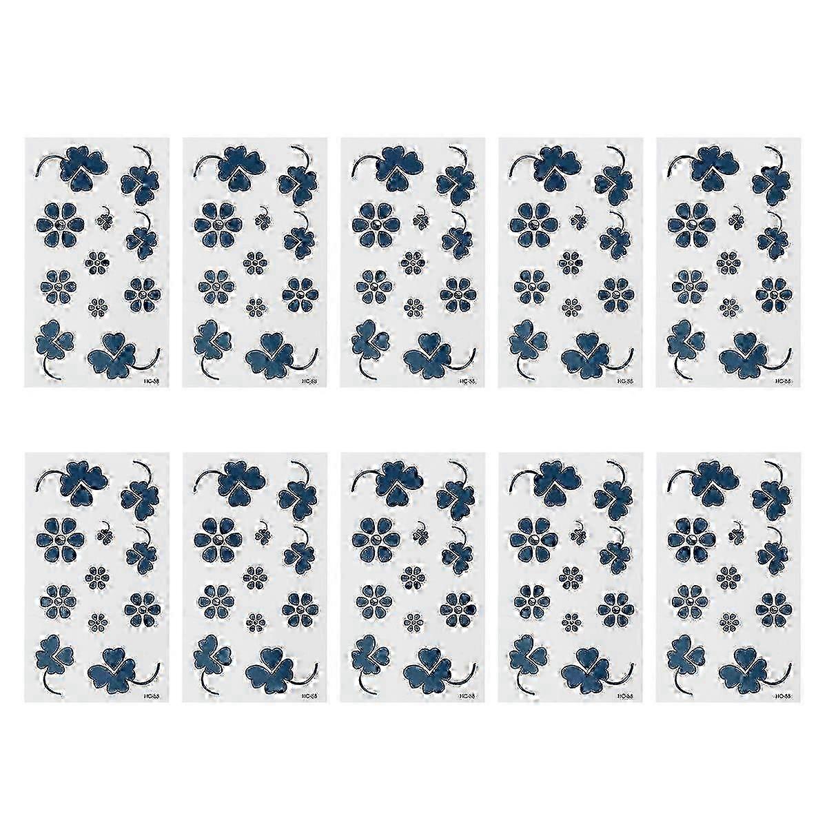 Four Leaf Clover Temporary Waterproof Sticker for Decoration 10 Sheets