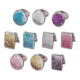 10x Doppelseitig Falten Kompakter Spiegel Portable Travel Mini Make-up Kosmetikspiegel