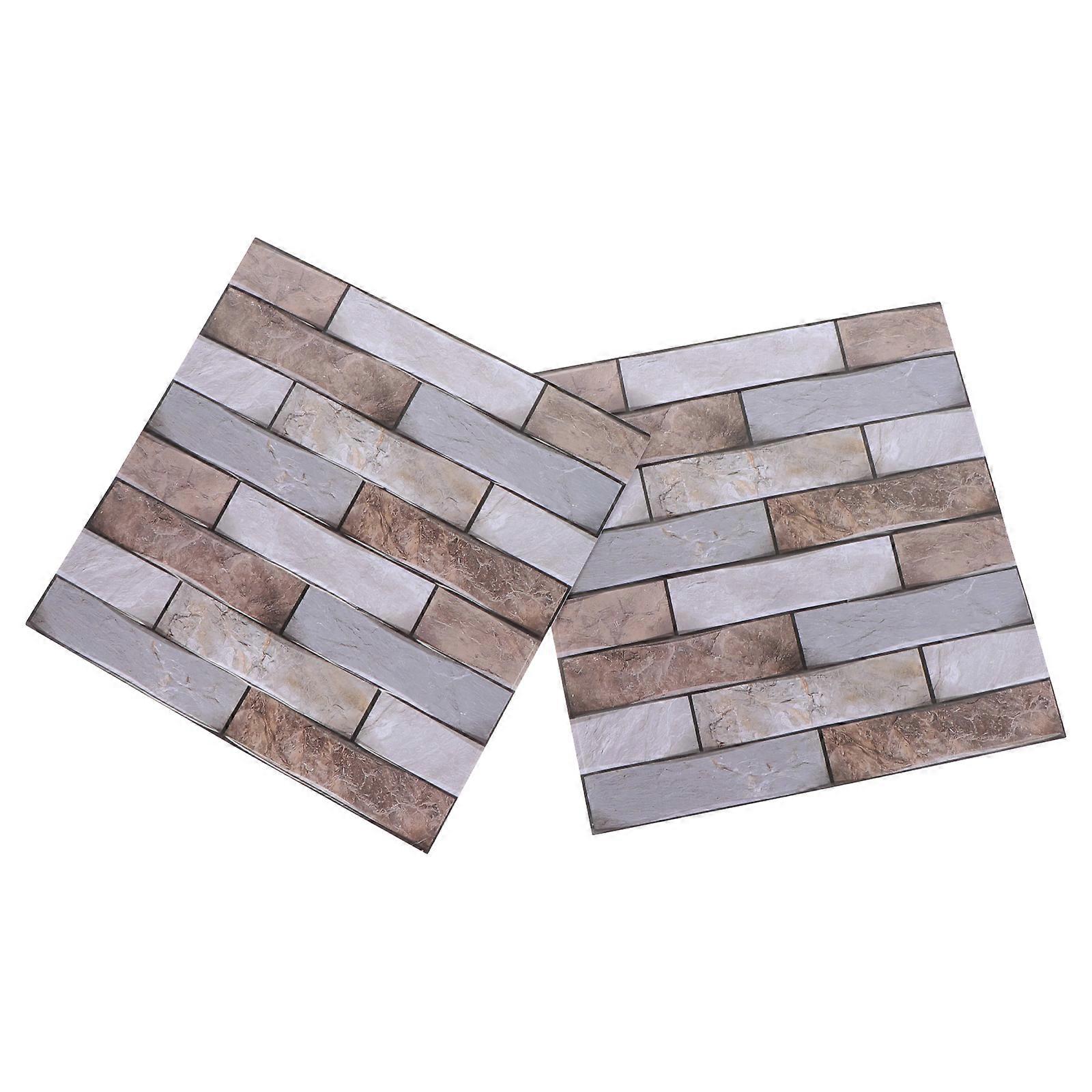 Self-Adhesive Stone Pattern Wall Decal for Decor 2Sheets Grey PVC