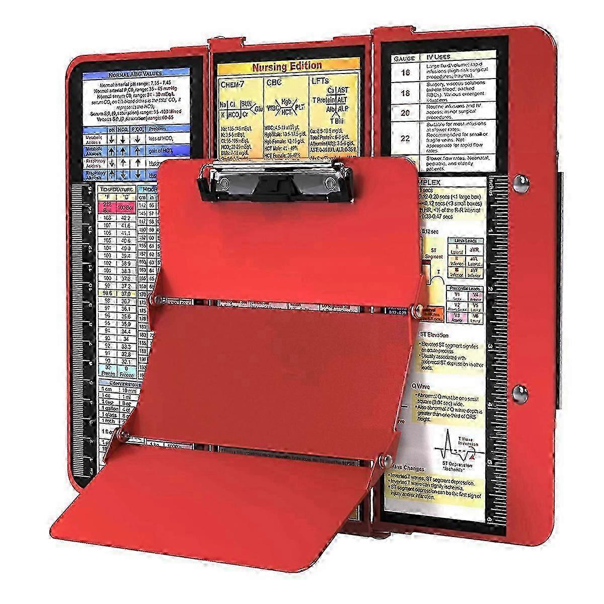 Foldable Orange Clipboard for Nurses, 3-Layer Organizer