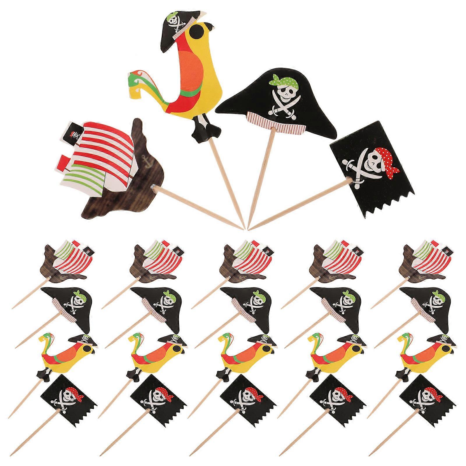 Pirate Theme Cake Topper for Decoration 48Pcs Practical Party Use