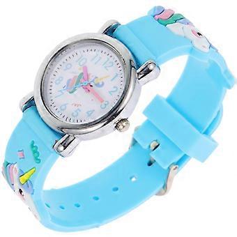Decorative Kids Watch Blue Silicone Cartoon Wrist Watch for Children