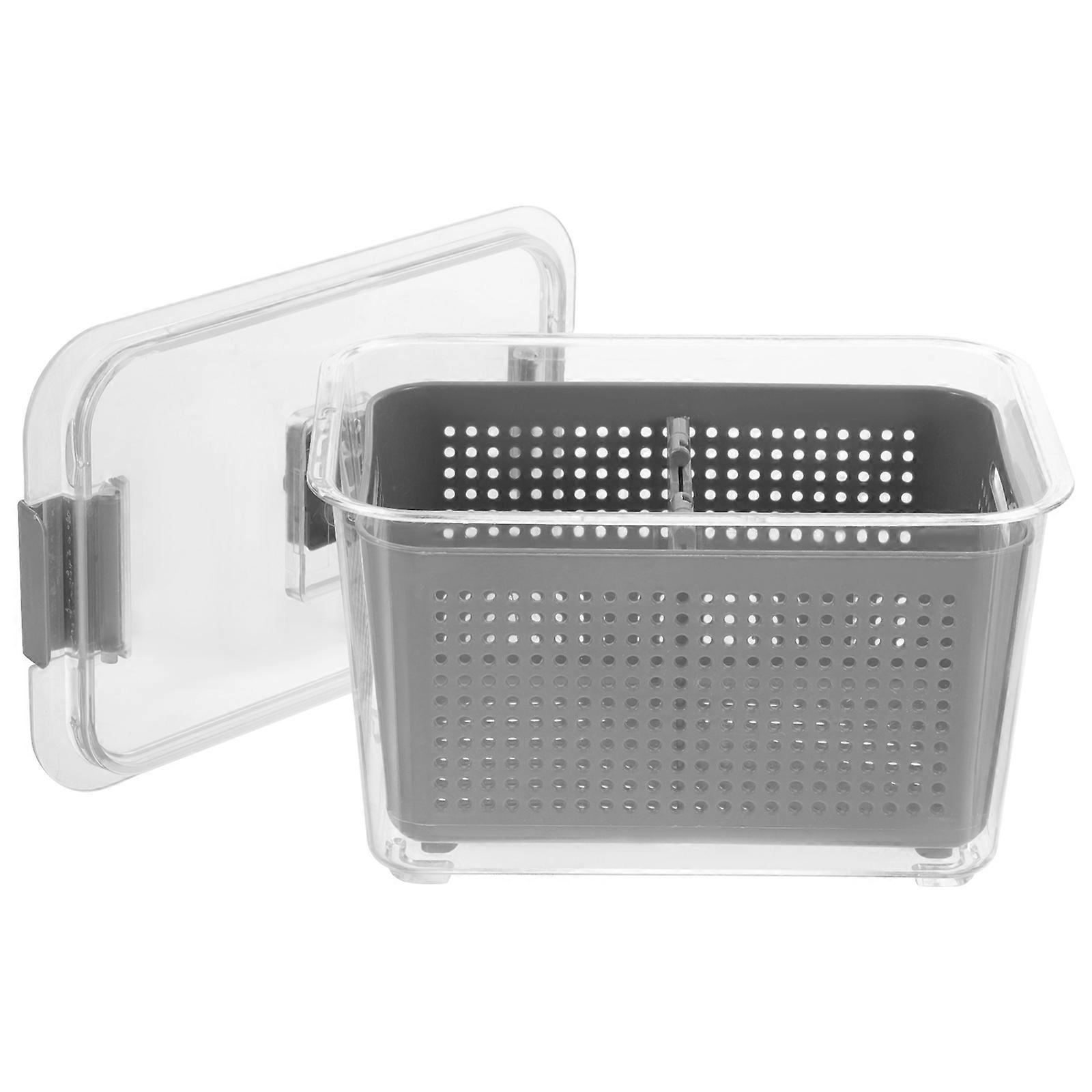 Refrigerator Sealed Storage Box 2 Compartment Transparent Vegetable Drain Box