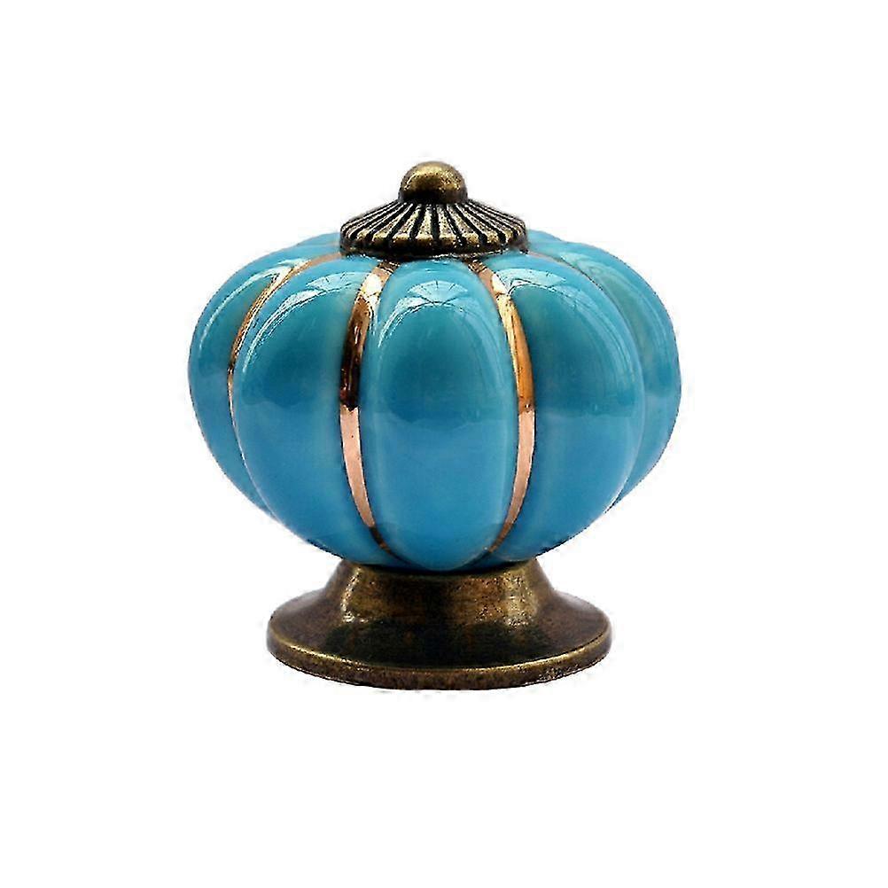 Ceramic Pumpkin Door Knobs compatible withKitchen Cupboard 5Pcs Blue Color