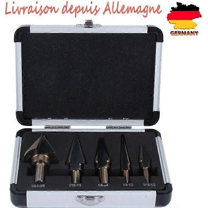 HSS Titanium Step Drill Bits - 5pcs - Gray