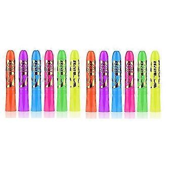 12 Pack Glow in the Dark Face Body Paint Glow Sticks Markers Makeup
