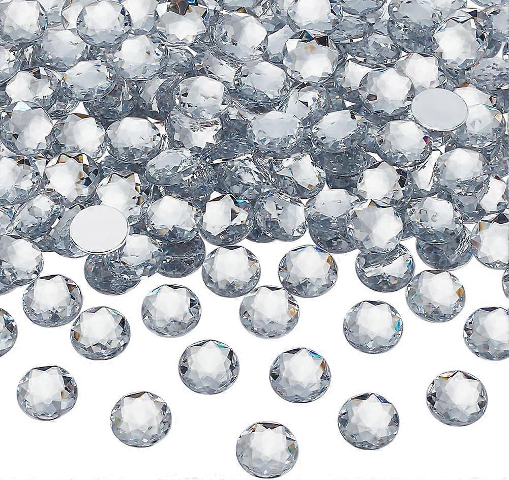 200Pcs Acrylic Rhinestone Cabochons Flat Round Flat Back Clear 18x4.7mm