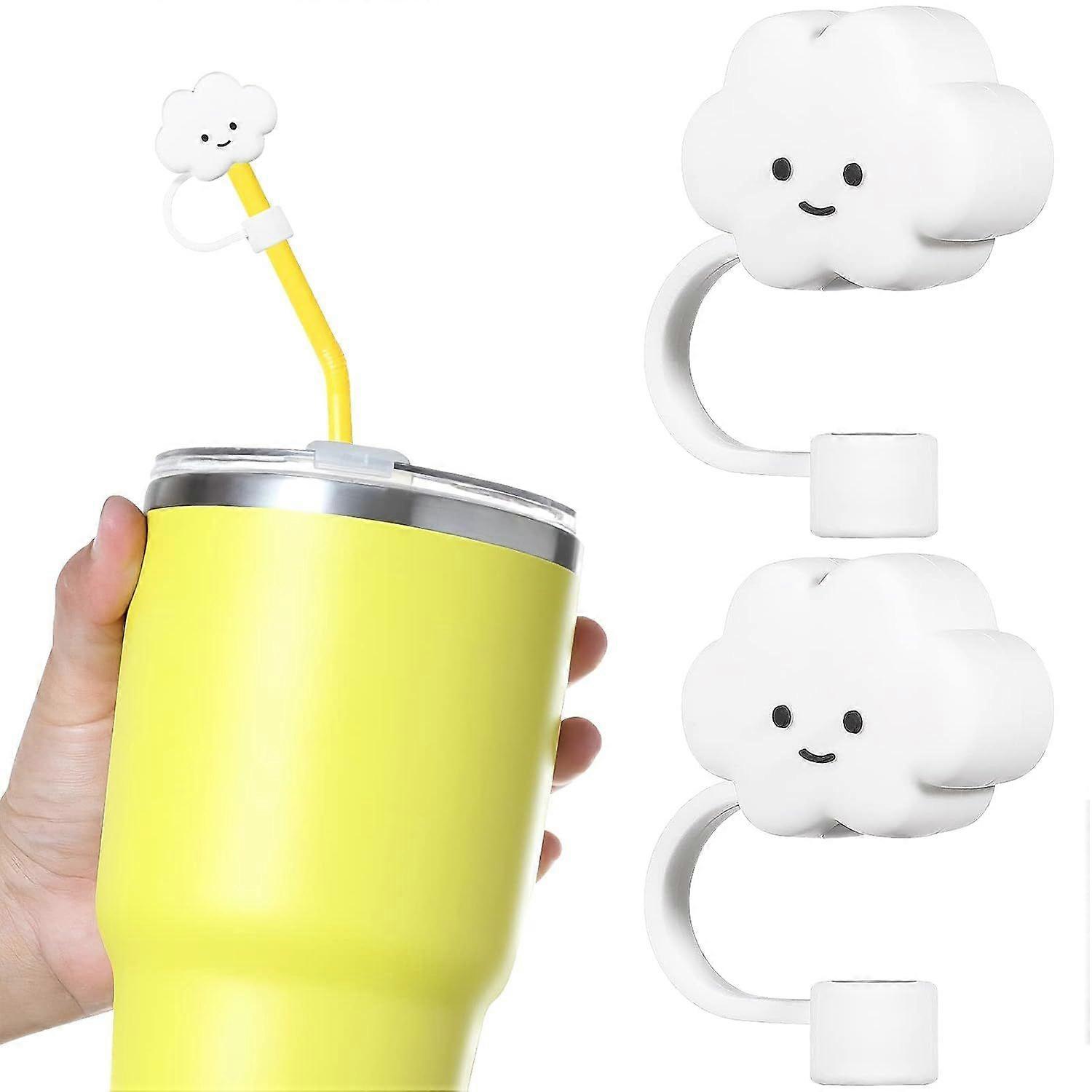 2Pcs Straw Tips Cover Straw Covers Cap for Reusable Straws Cloud Shape Straw Protector