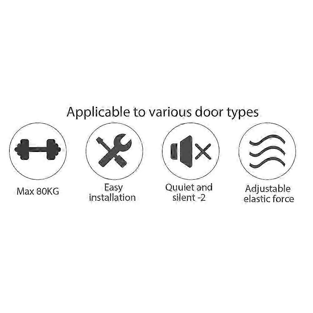 Invisibles Door Closing Device, Simple Mute Buffer Spring Hinge,Automatic Home Door Closer,Adjustable Closing Force,2Pcs