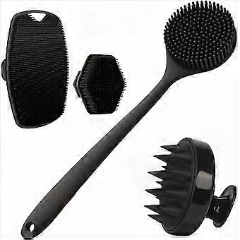 4PCS Set Silicone Body Scrubber Soft Exfoliating Brush compatible with Face Gentle Shower Massage and Skin Cleansing Bathroom Accessories