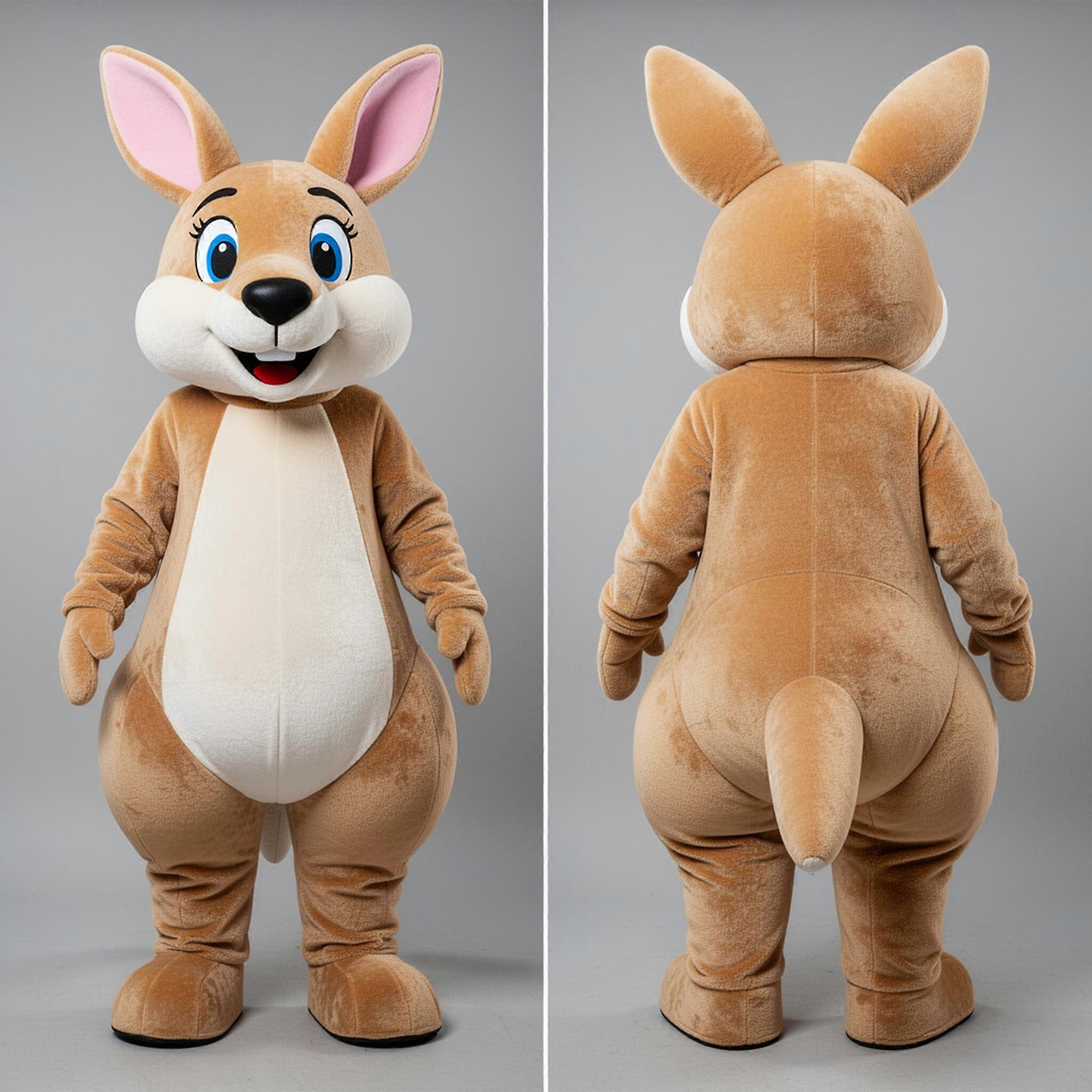 MASTICOT Tan Rounded Kangaroo Mascot