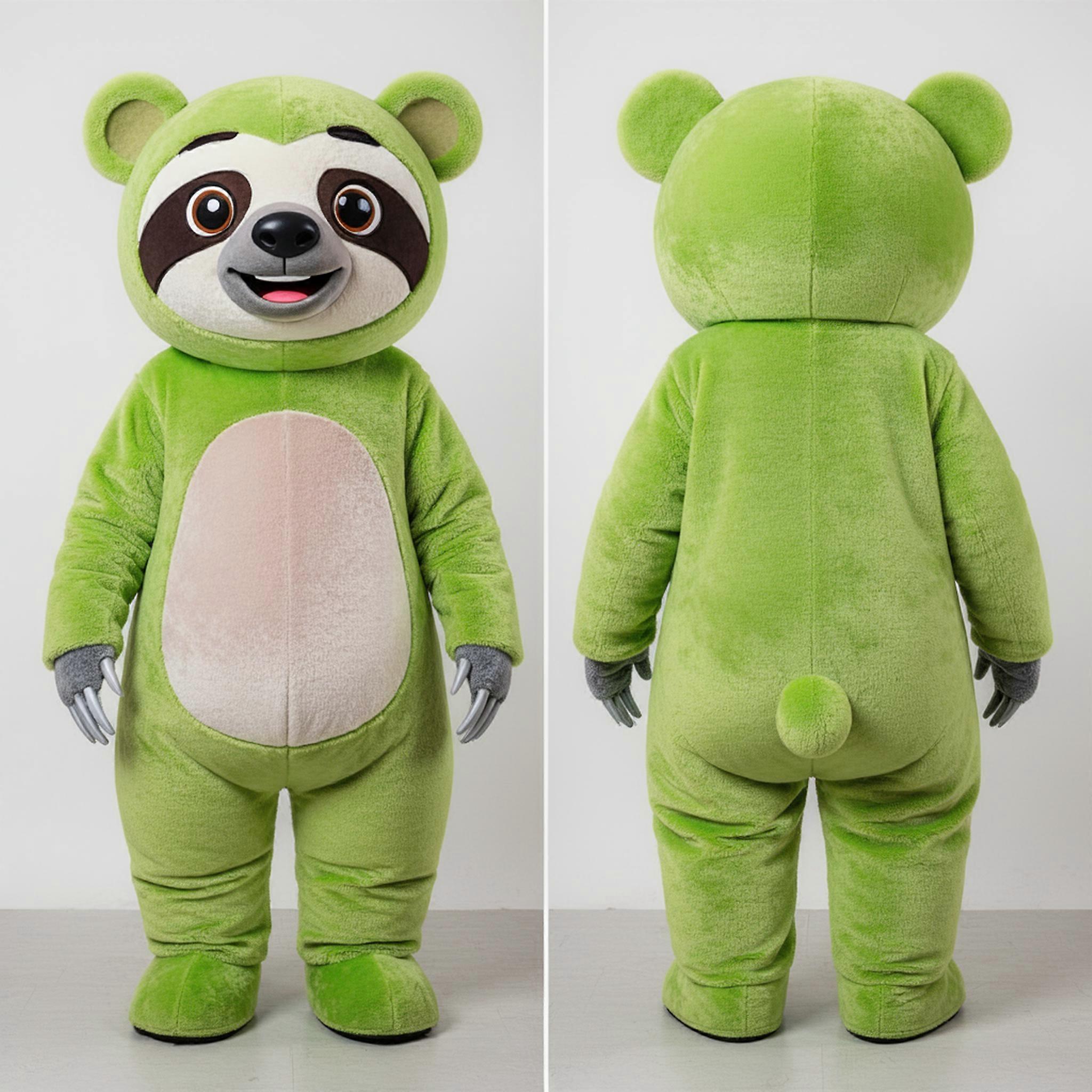 MASTICOT Lime Green Cartoon Sloth Bear Mascot