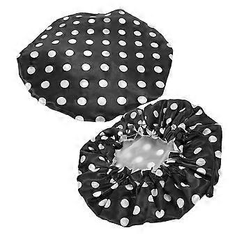 Bonnet de douche imperméable et ajustable pour femme (lot de 2, noir)
