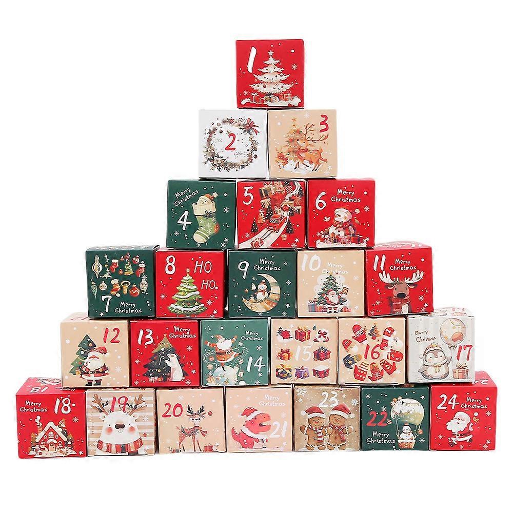Christmas Advent Calendar Mini Candy Boxes, Numbered 1-24 Tiny Gift Boxes 7 cm, Festive Countdown