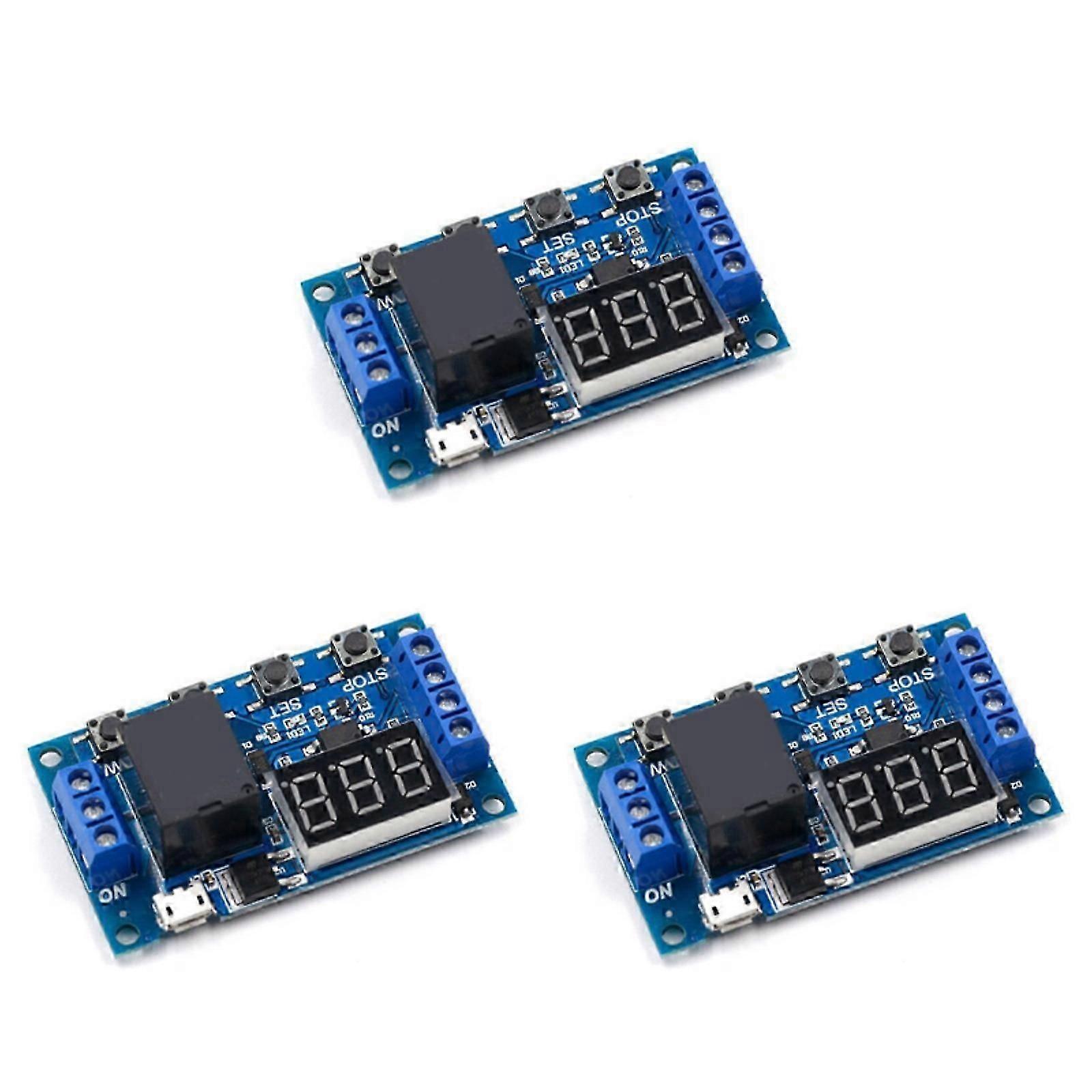 DC6-30V Digital Timer Relay Module, Cycle Timing Delay Controller, LED Display, Industrial Automation, 1/3 Pcs