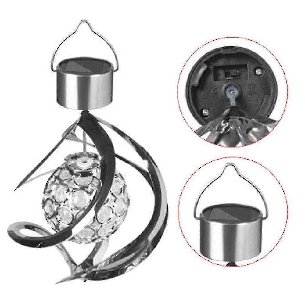 Solar Powered Wind Chimes Led Spiral Spinner Lamp Colour Changing
