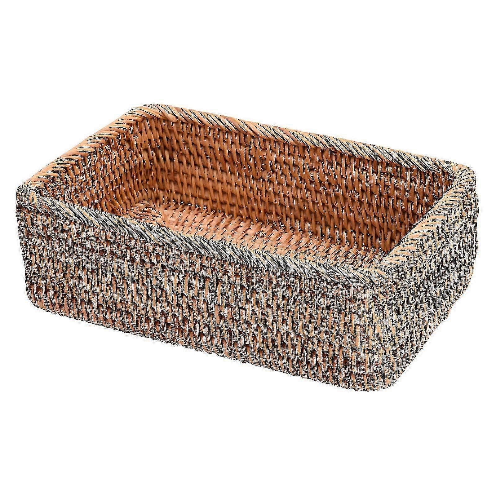 Rectangular Hand-Knitted Rattan Tray
