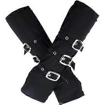 1 Pair Goth Fingerless Gloves Gothic Punk Gloves Sleeve Cuffs Cloth Women Cool Black Hip Hop Rock Style Long Arm Warmers Sun Protective 12x3.9 inch