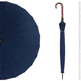 Windproof Automatic Golf Umbrella 40 Inch with 24‑Rib Vented Canopy and Wooden Handle for Men and Women (Cyan)