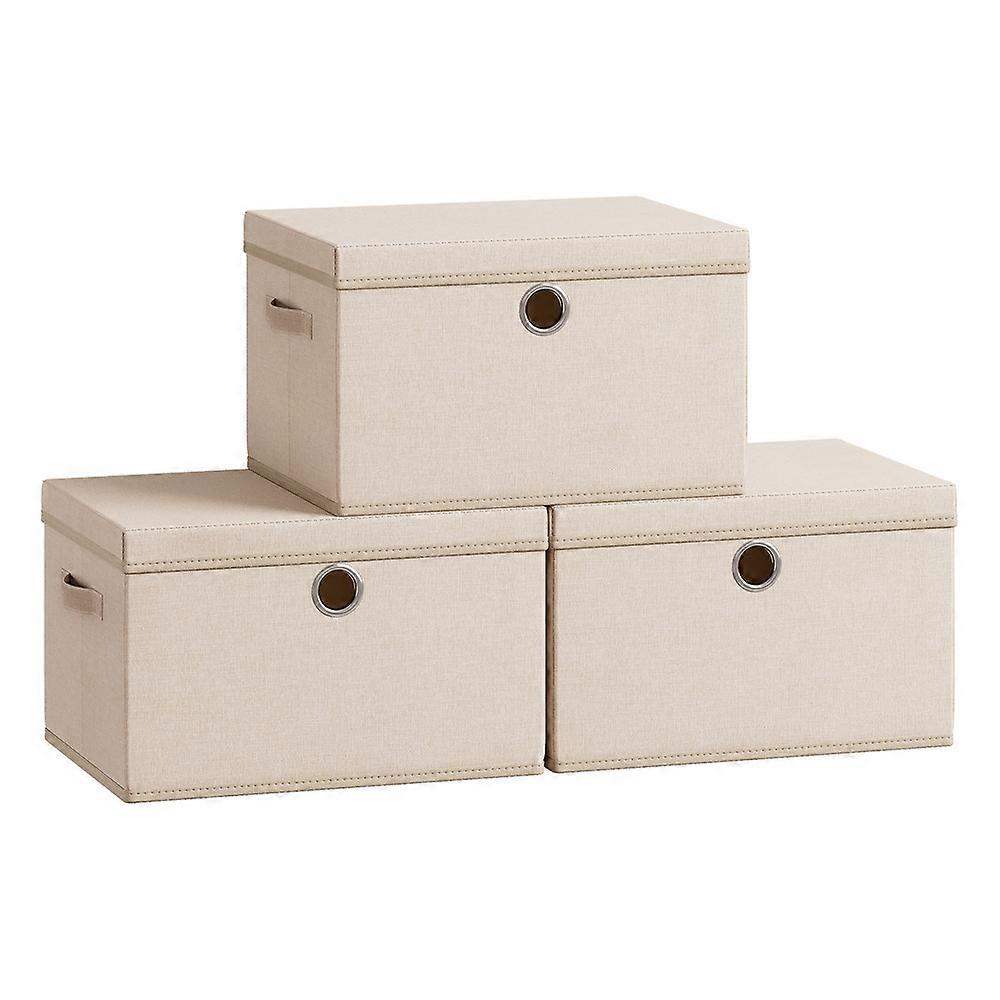 Stackable fabric storage boxes with lids and handles 15.7