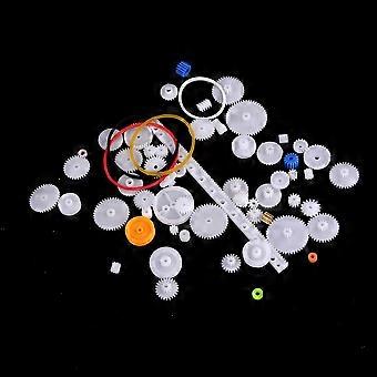 Kunststoff-Getriebeset, 60 Teile, DIY-Getriebekit für Robotik, mit Riemenscheibe, Riemen, Schneckengetriebe und verschiedenen Zahnrädern.