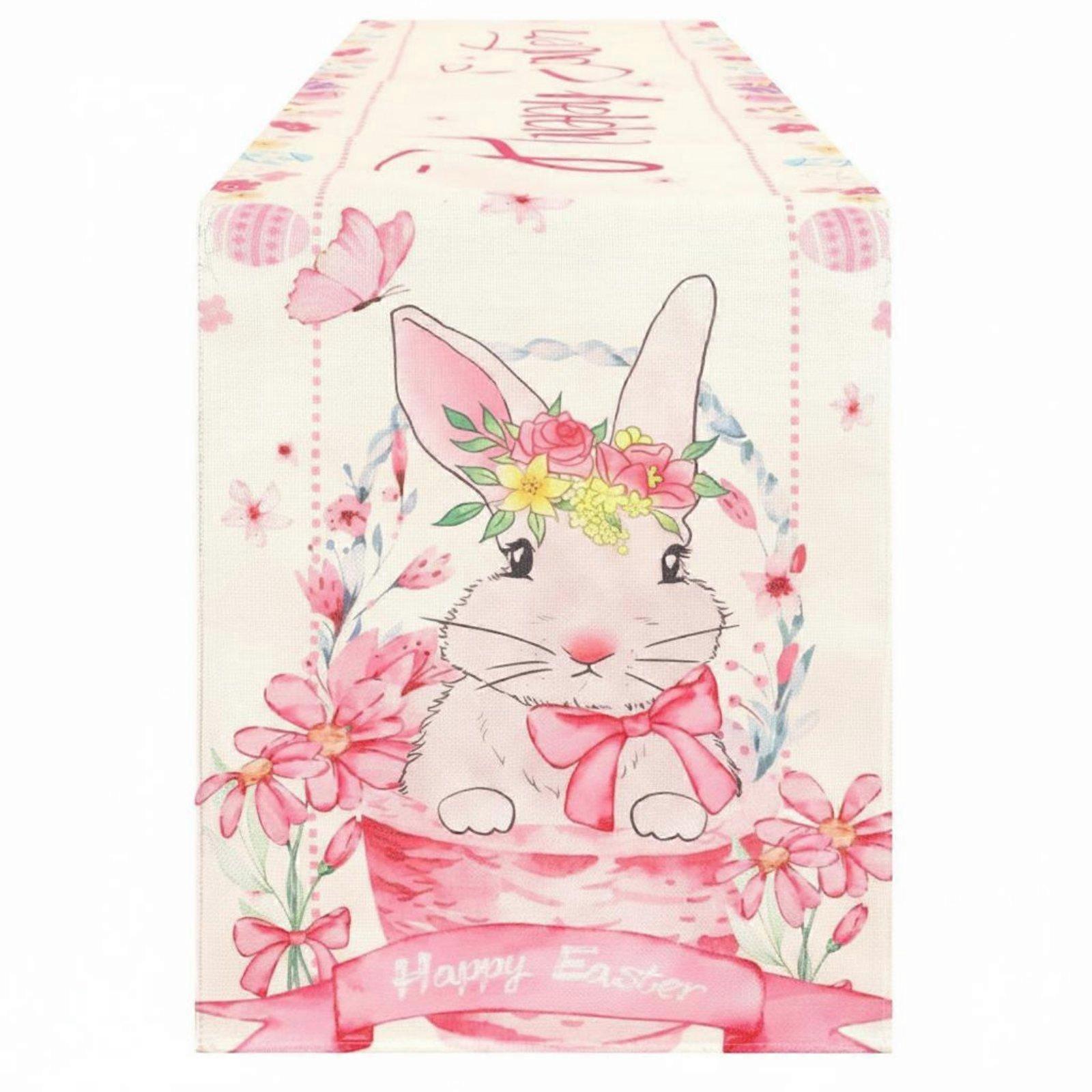 Easter Table Runner Linen Seasonal Spring Kitchen Dining Table Decoration Easter