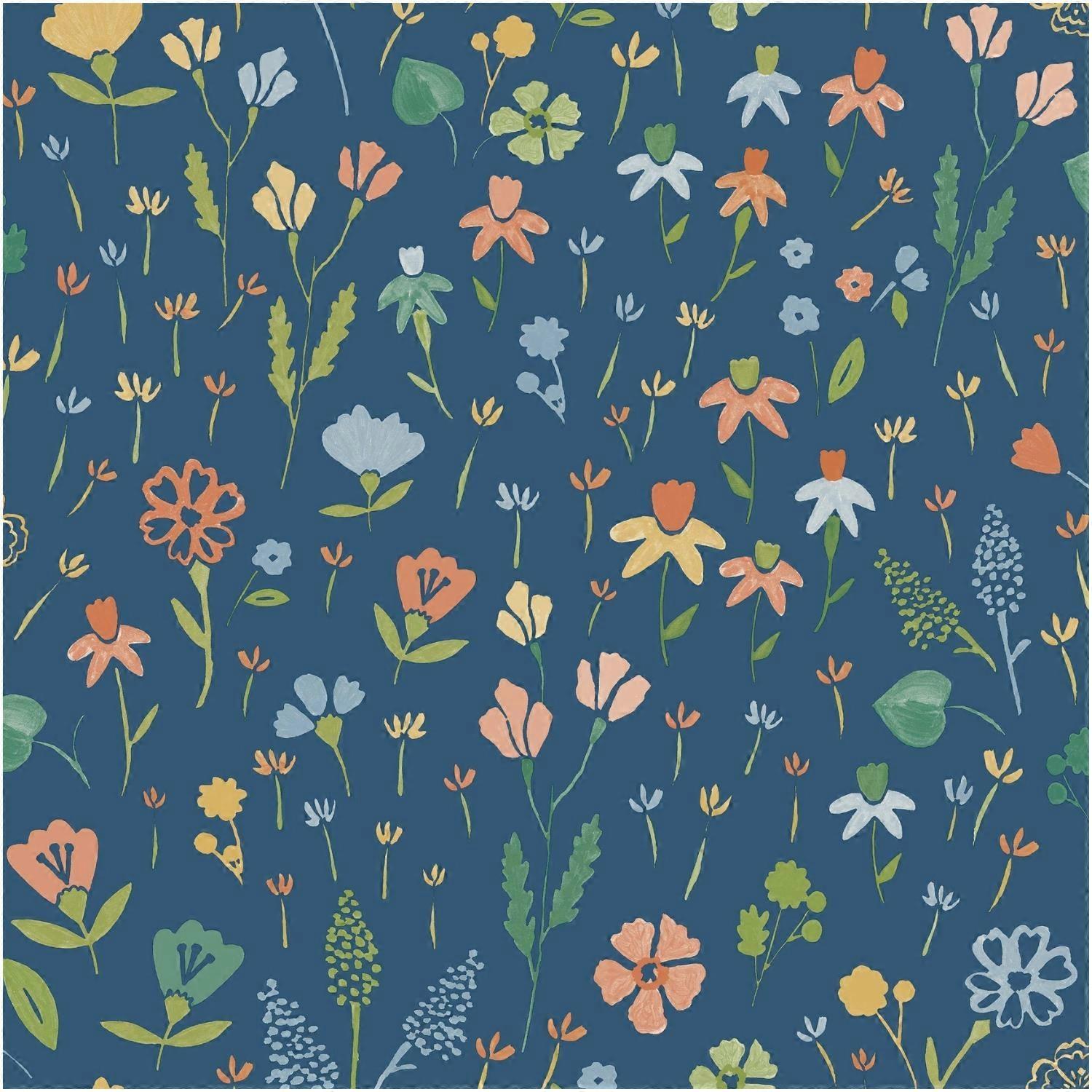 Floral Dark Blue Maison Wallpaper