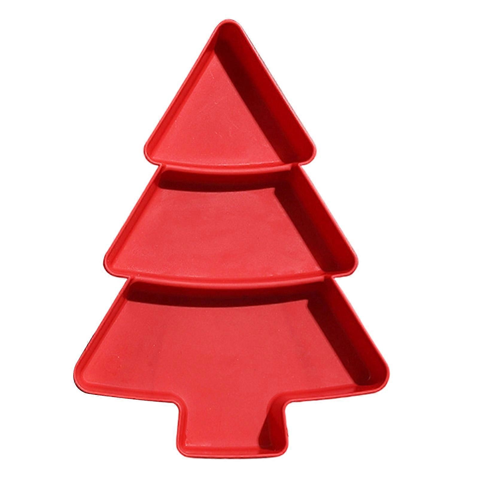 Serving Platter for Party Breakfast Snacks Tree Shape Plastic 3 Compartments