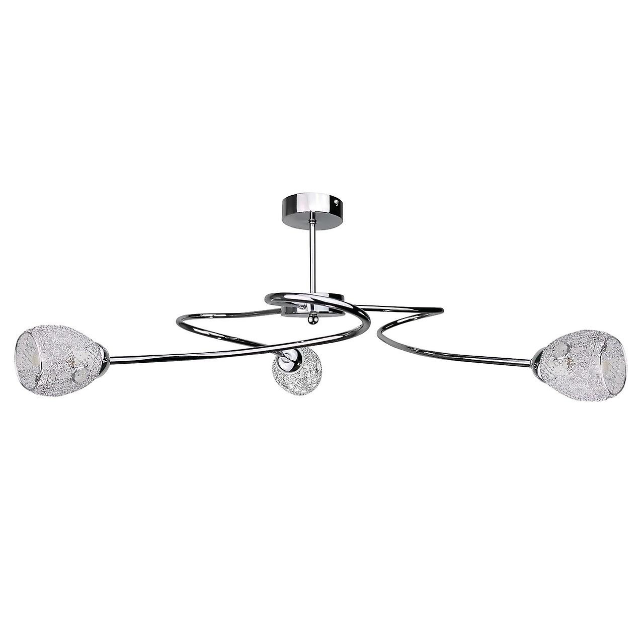 Flower Multi Arm Semi Flush Ceiling Light Silver, 63cm, 3x E27