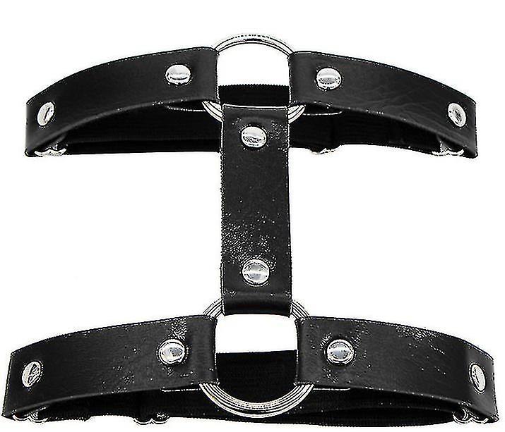 2pcs Gothic Double Row Garters Leg Ring Leg Elastic Punk Harness Garter Belt Black