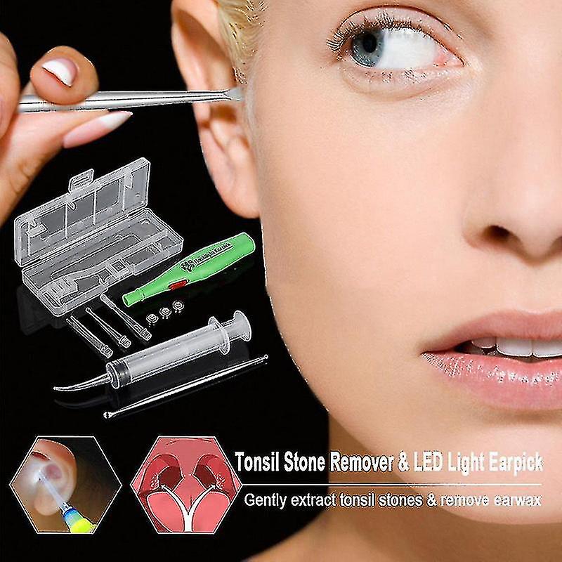 Led Earwax Removal Tool Kit Stainless Steel Earpick Tonsil Stone Extractor